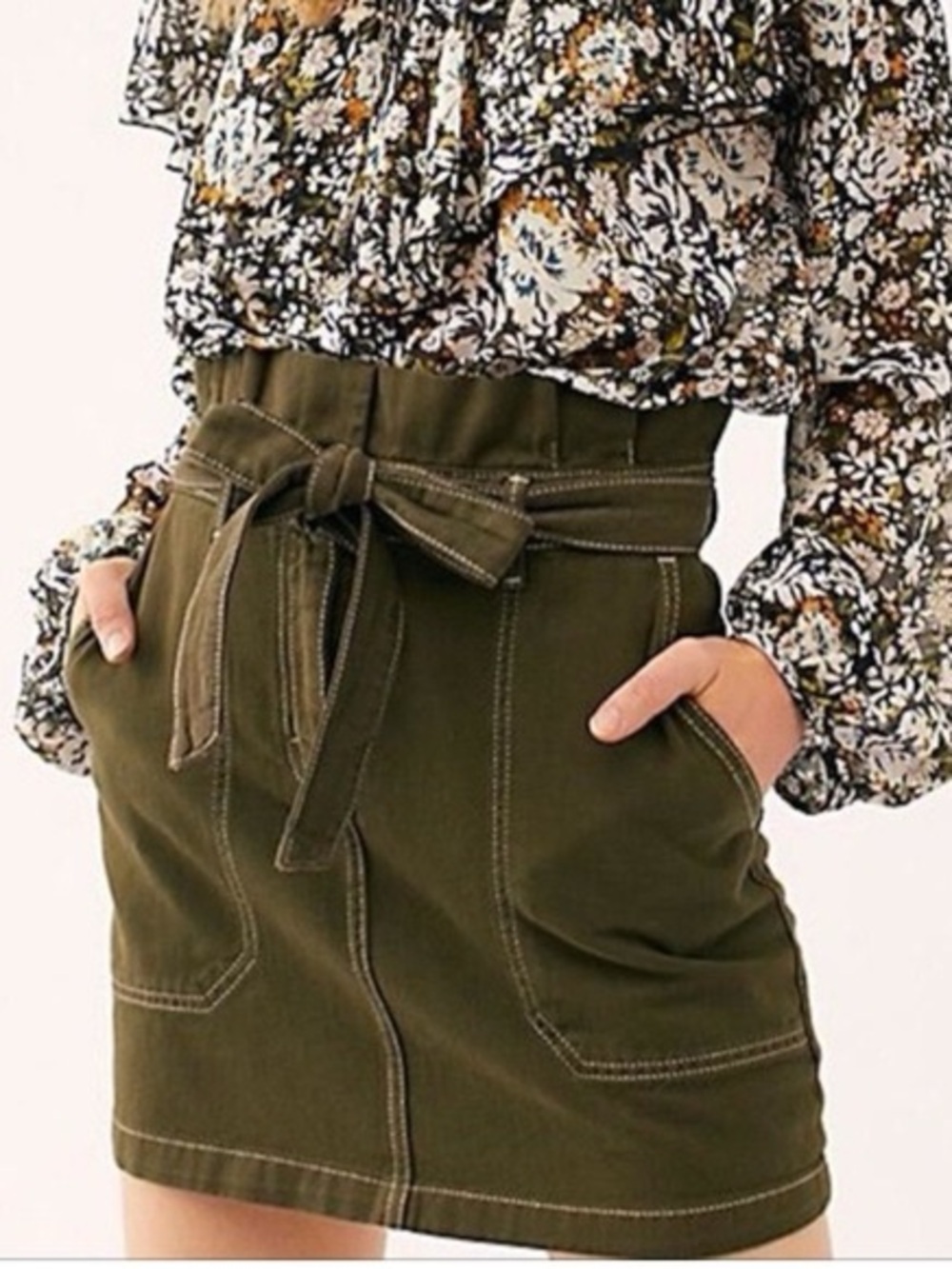Free People Splendor In The Grass Skirt in Army Green